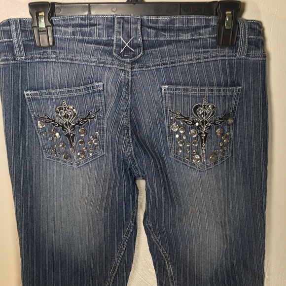 Striped Jean Pants Sizzle Jeans Size 3 Juniors A71 - Picture 5 of 5